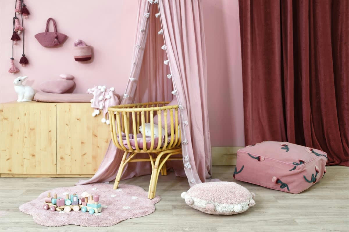 MINI ONES - Tapis lavable mini biscuit rose 90x90cm