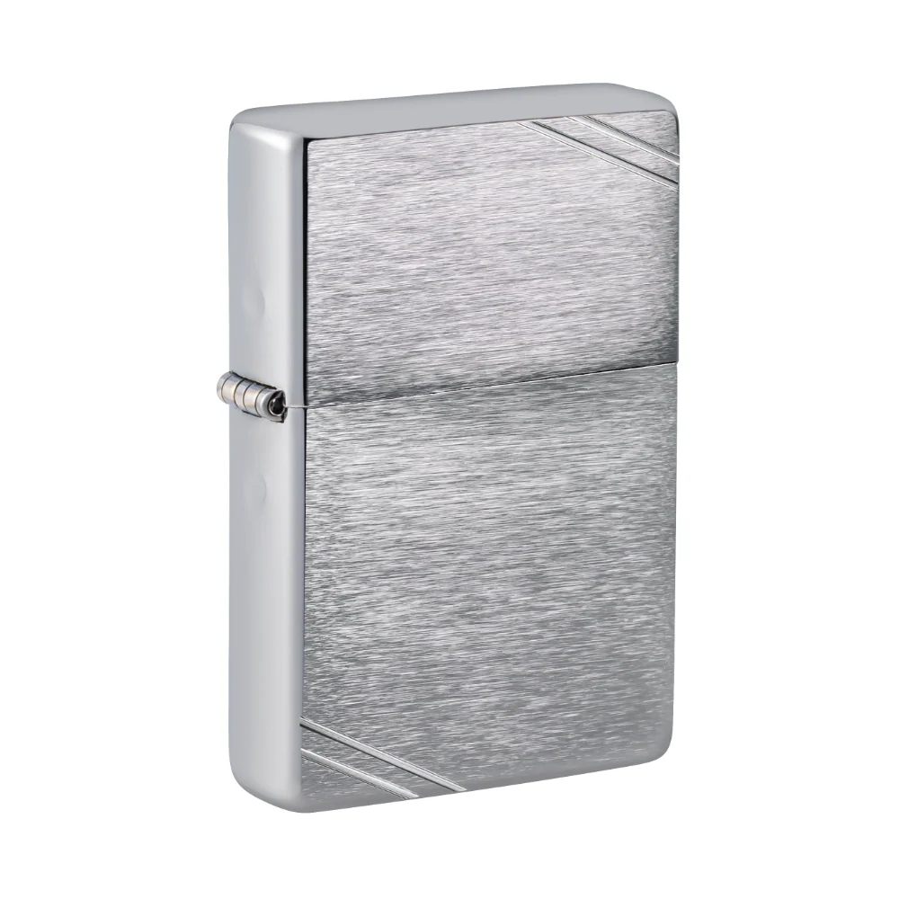 Zippo Lighter - Brushed Chrome Vintage with Slashes