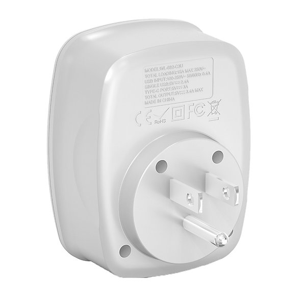 Adaptateur prise voyage UE/US - 4 ports USB - Voltman