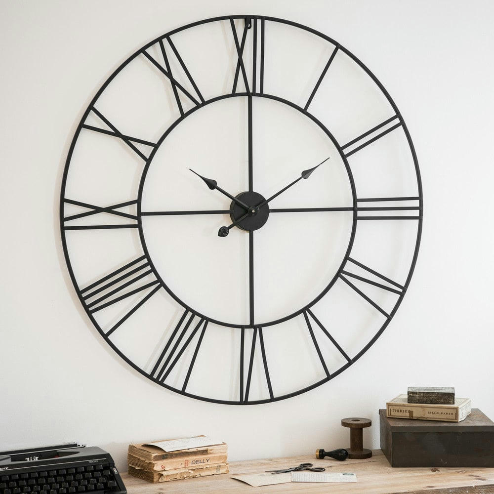 TEXAS - Horloge murale en métal noir D88