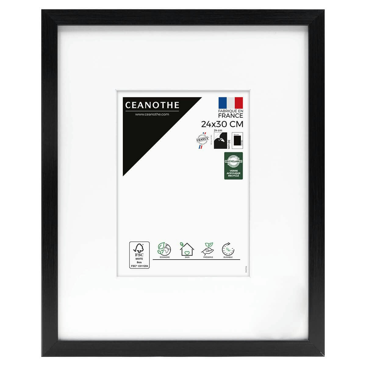 WILD - Cadre photo noir 24x30 cm avec passe-partout résine recyclée