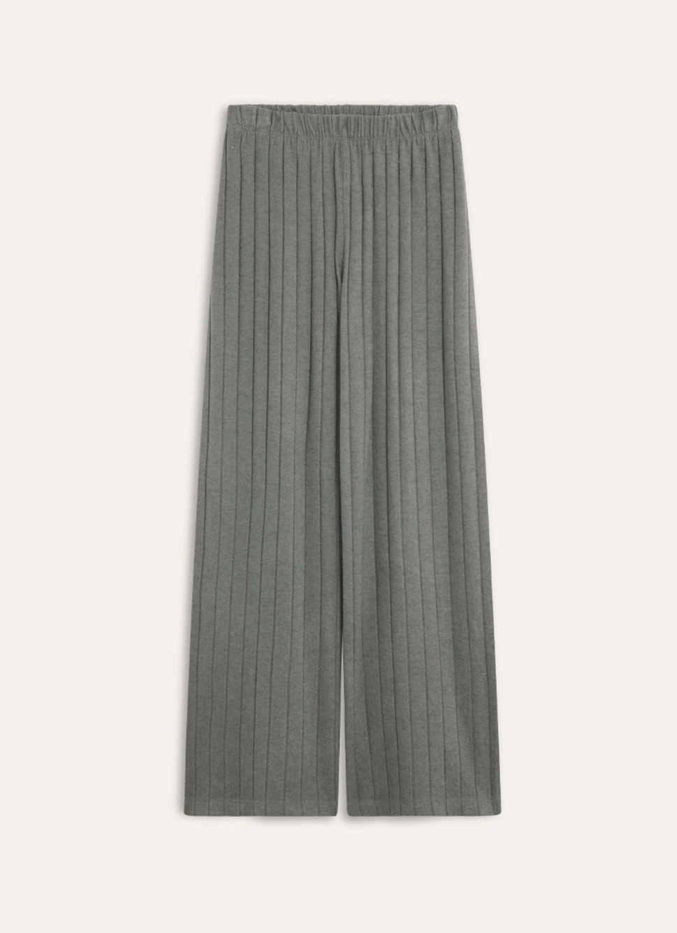 PANTALON DROIT ET LARGE EN MAILLE DOUCE GRIS