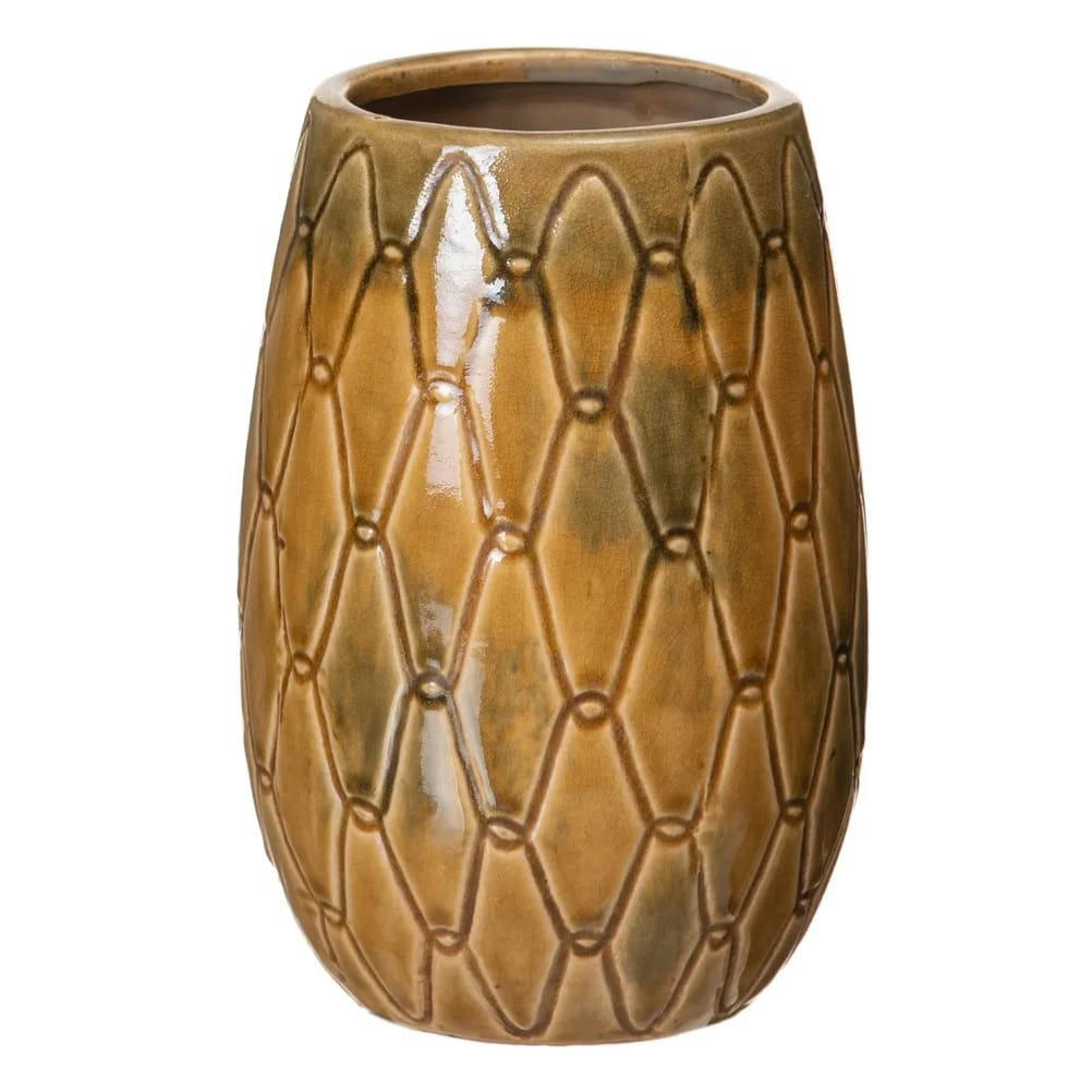 - Vase moutarde patiné H22cm