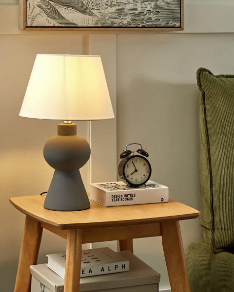 Lampa lampa stołowa nocna ceramiczna szara