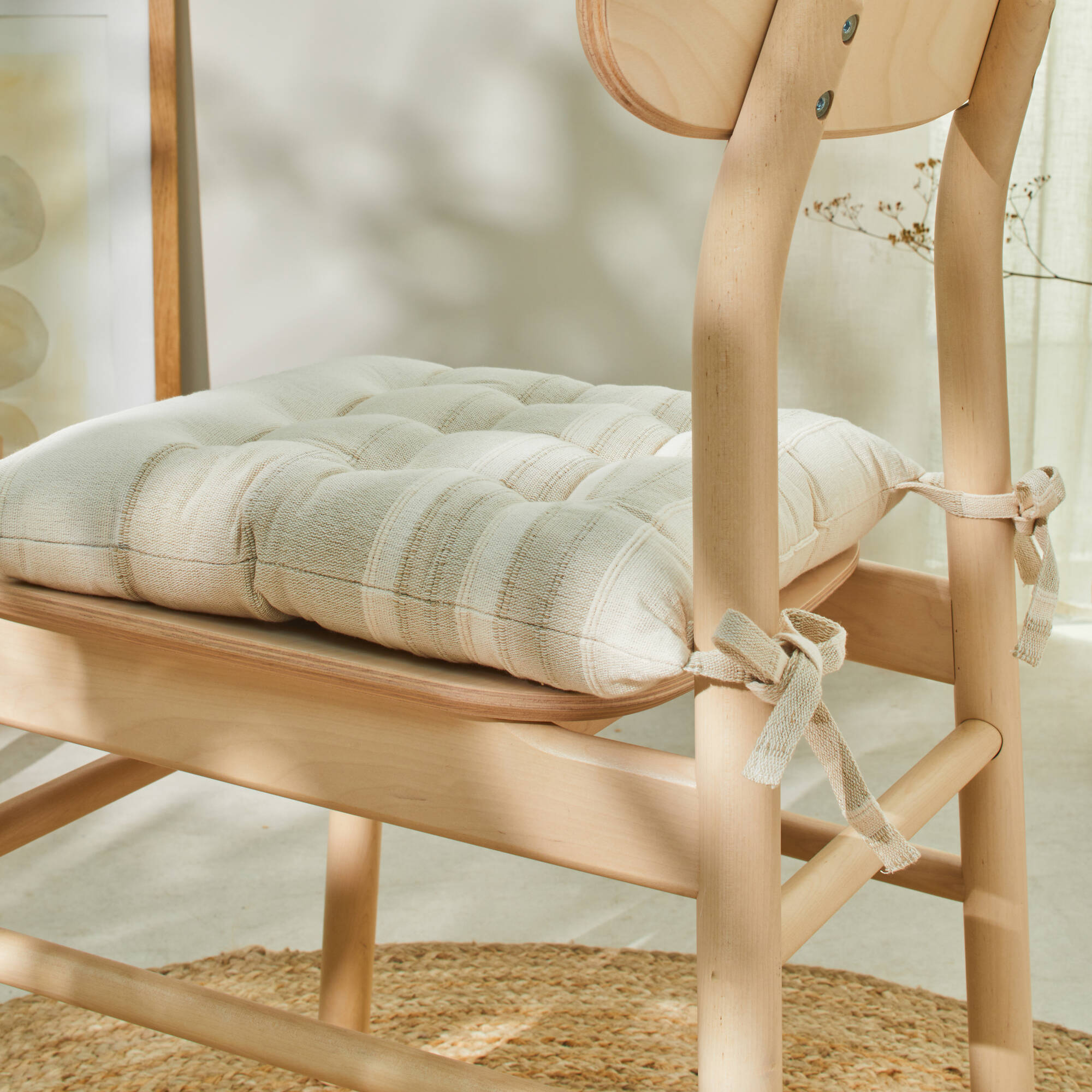 Galette de chaise carrée rayée - lot de 2