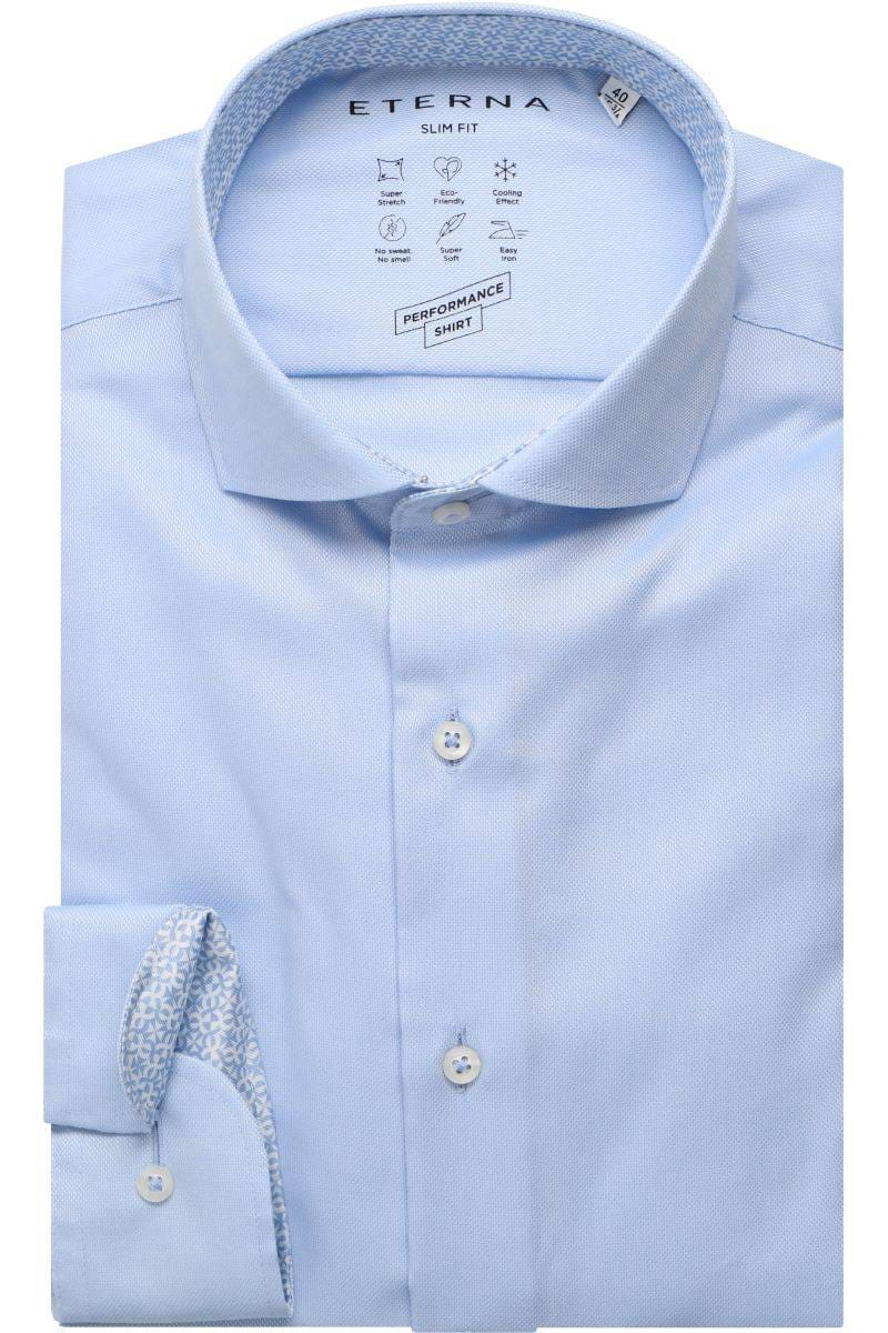 ETERNA Performance Slim Fit Tencel Hemd mittelblau, Strukturiert