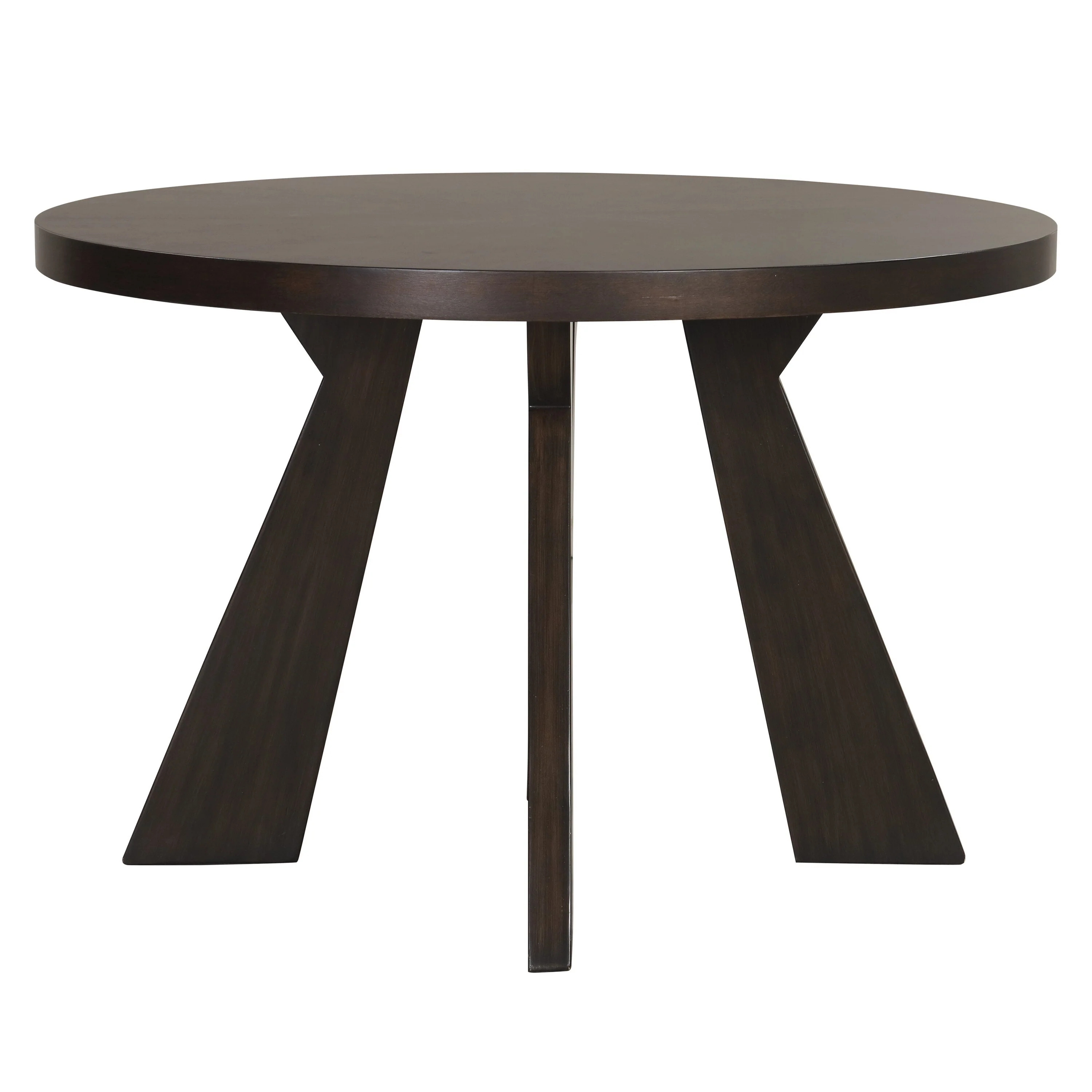 Kiana Dining Table, Modern Dark Brown Solid Rubberwood, Round 47 Inch