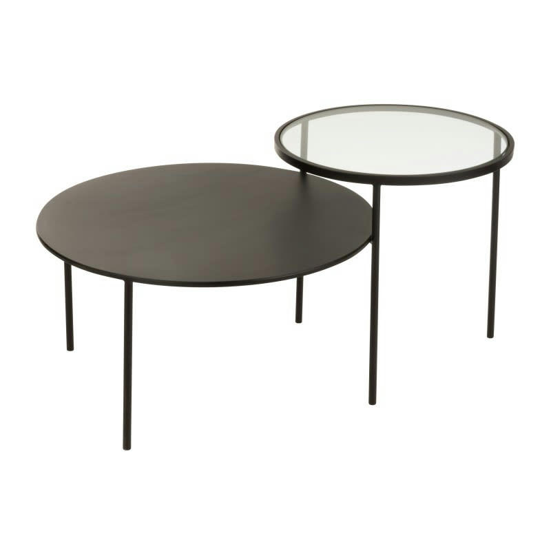 GIGOGNES - Tables gigognes métal noir et verre