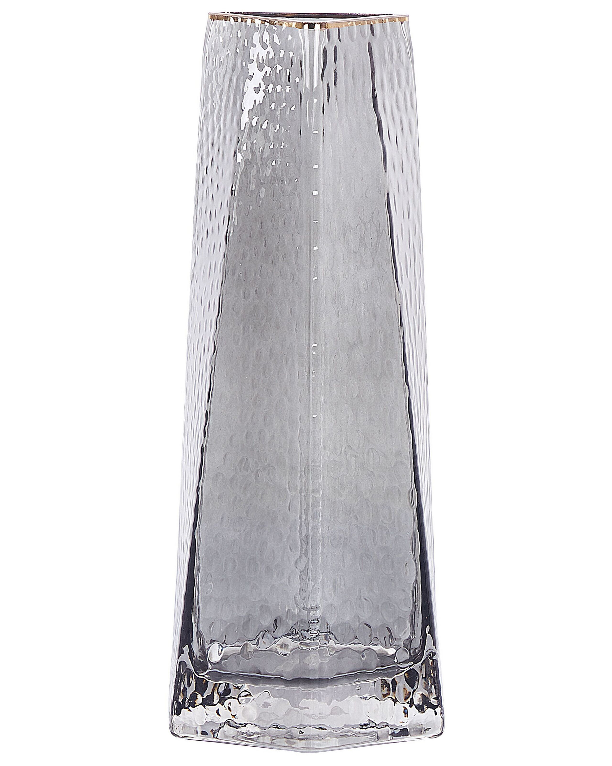 Wazon na kwiaty ozdobny szklany 27 cm szary