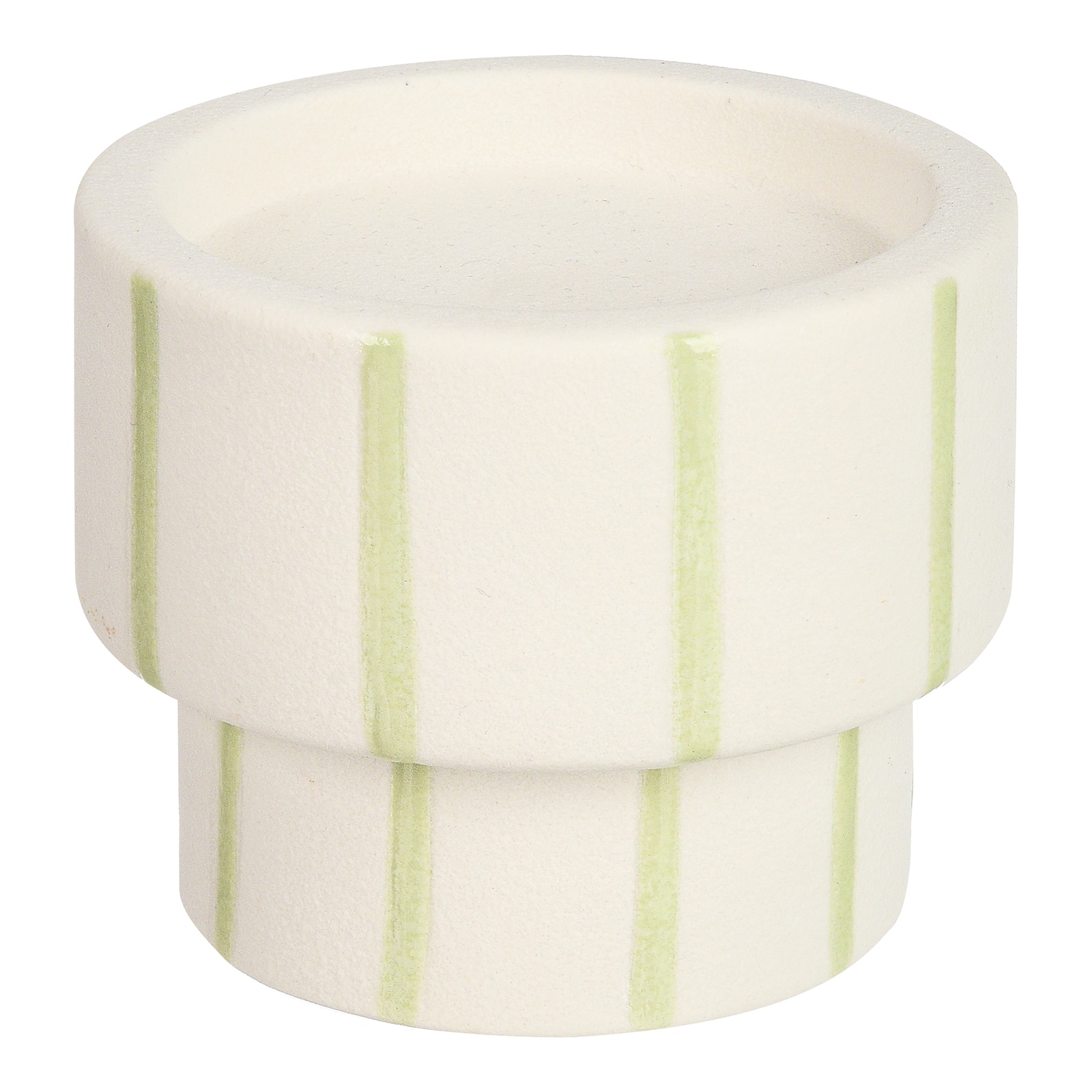 Stumpenkerzenhalter Stripes Grün, ⌀ 10 cm, H 80 mm