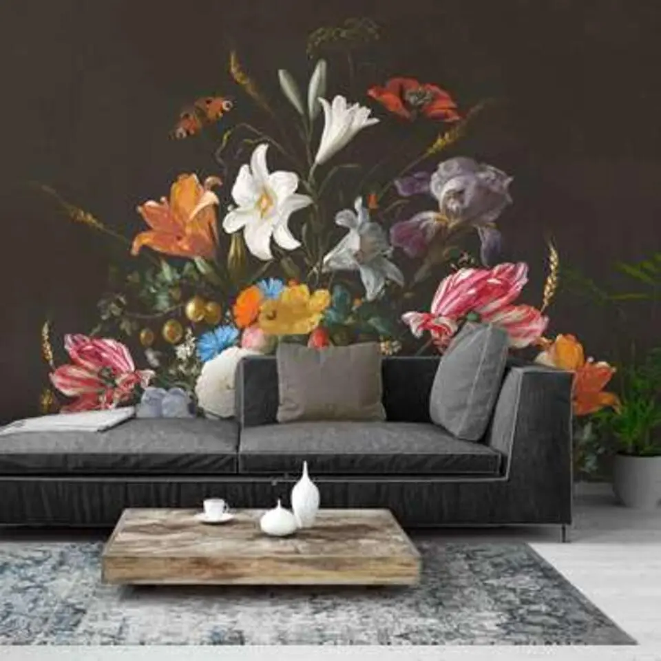 Fotobehang De Heem Stilleven met bloemen op vaas - 260 x 384