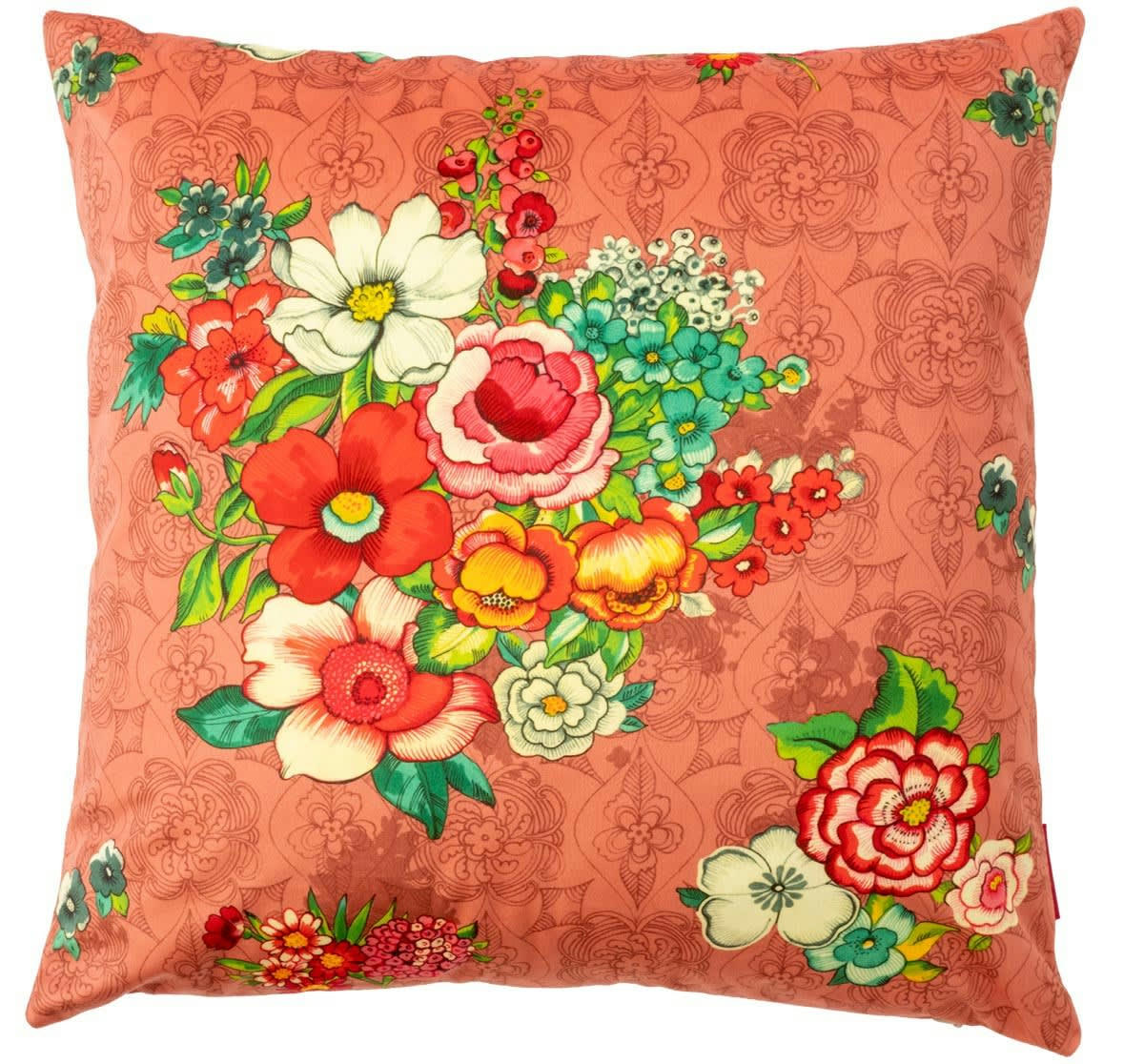 - Housse de coussin velours imprimé fleuri rose 45x45 cm