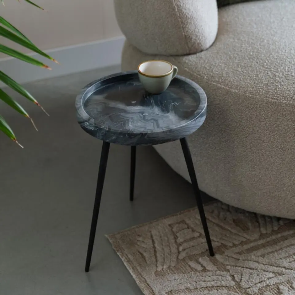 Bijzettafel Grijs Marmer - 33x33x45cm - Karrara