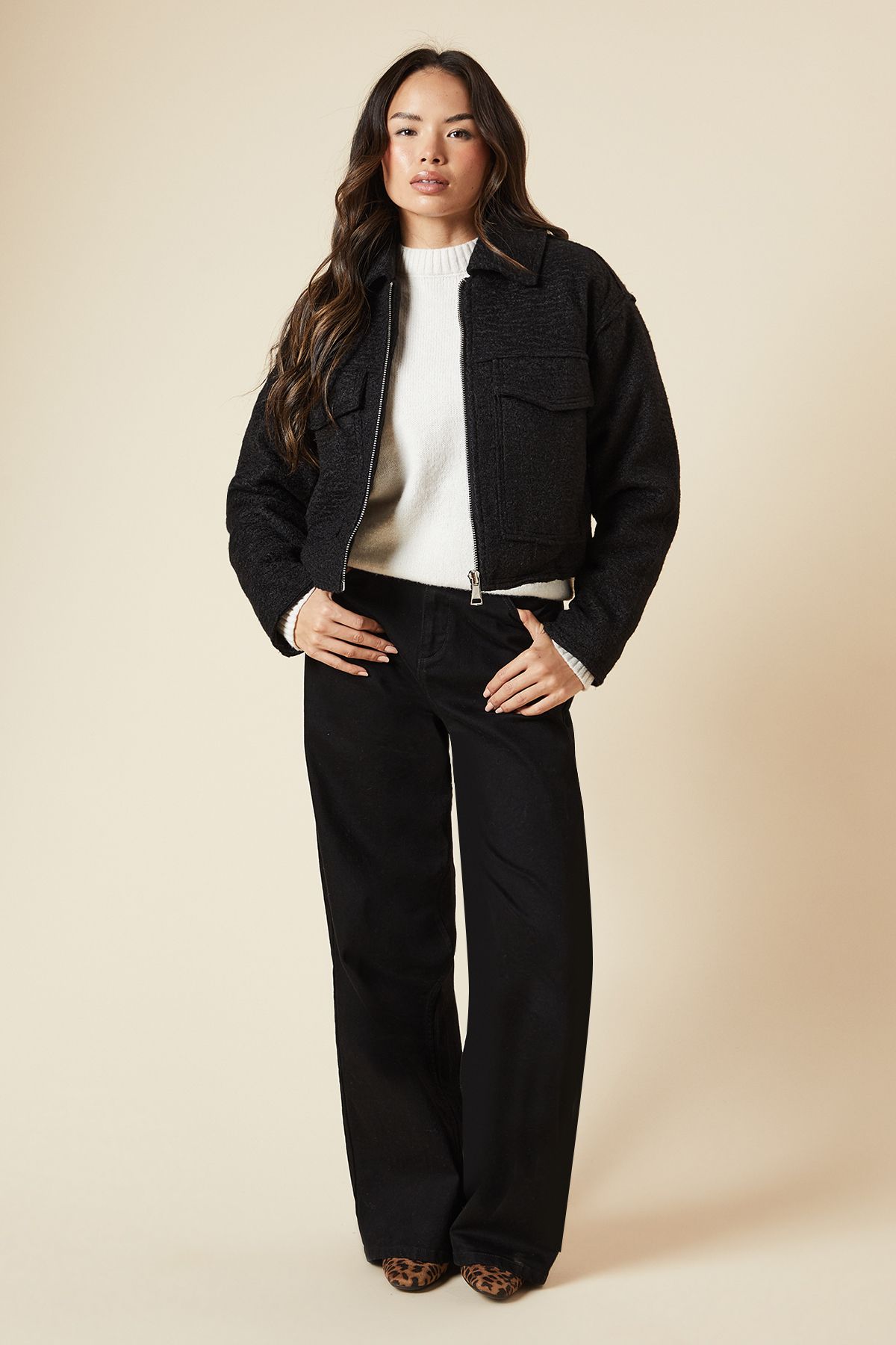 Dorothy Perkins Zip Front Pocket Detail Jacket