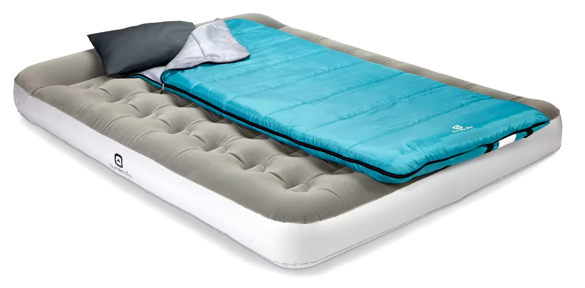 Outbound Queen Single-High Inflatable Air Mattress/Airbed w/ Built-In Pump & Pillow