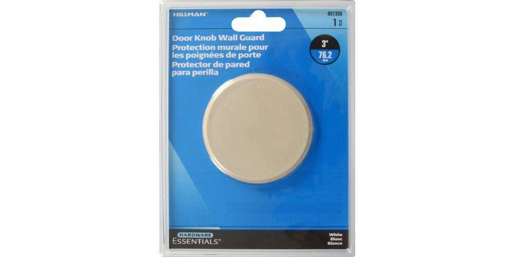 Hillman 851335 Door Knob Self Adhesive WAll Guard, White, 3-in