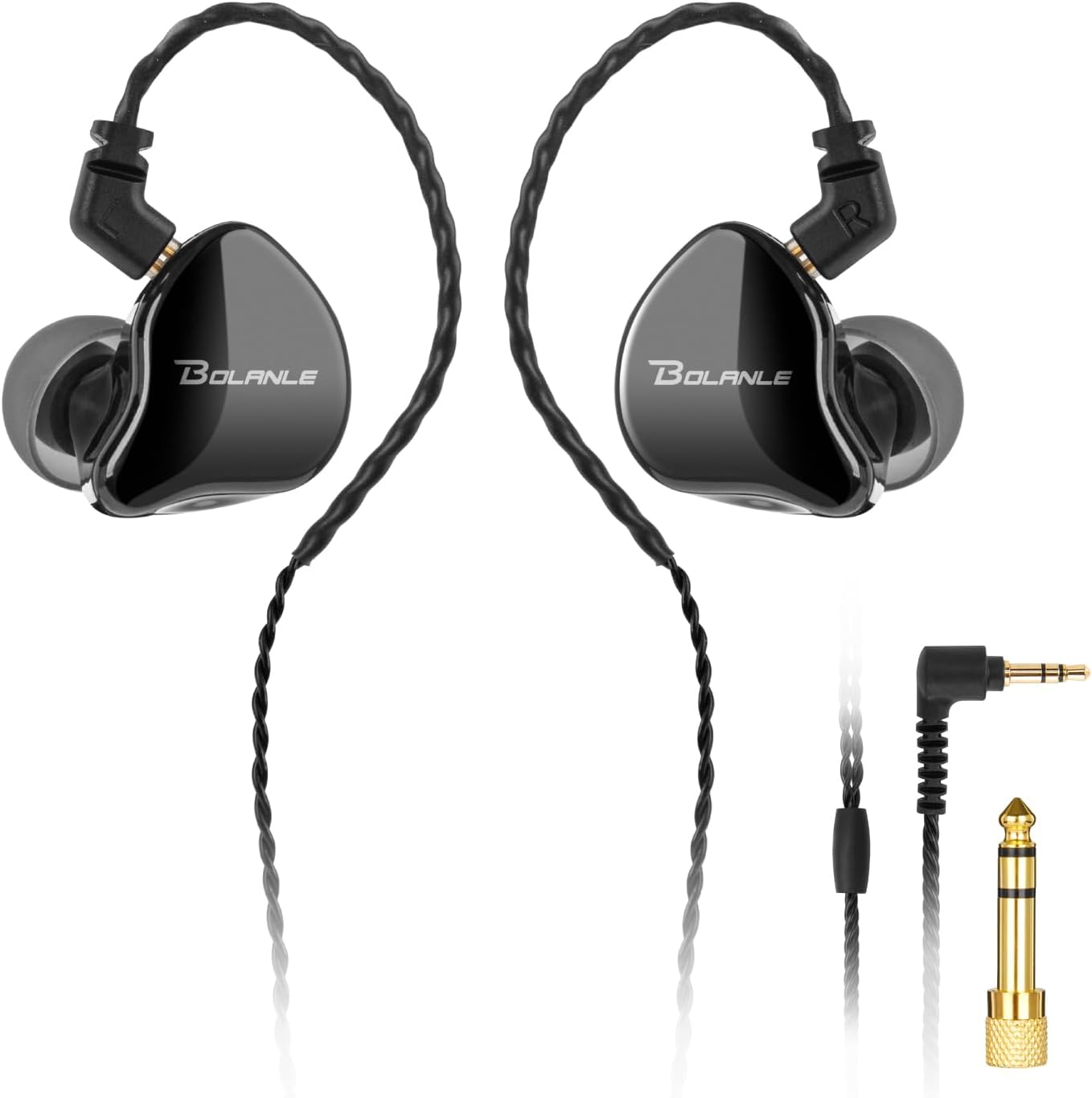 Bolanle SE-25 Professional IEM in-Ear Monitors – High-Fidelity Wired Monitor Earbuds with Dynamic Driver, Noise Isolating Earphones for Musicians, Podcasters, Vocalists & Studio Recording
