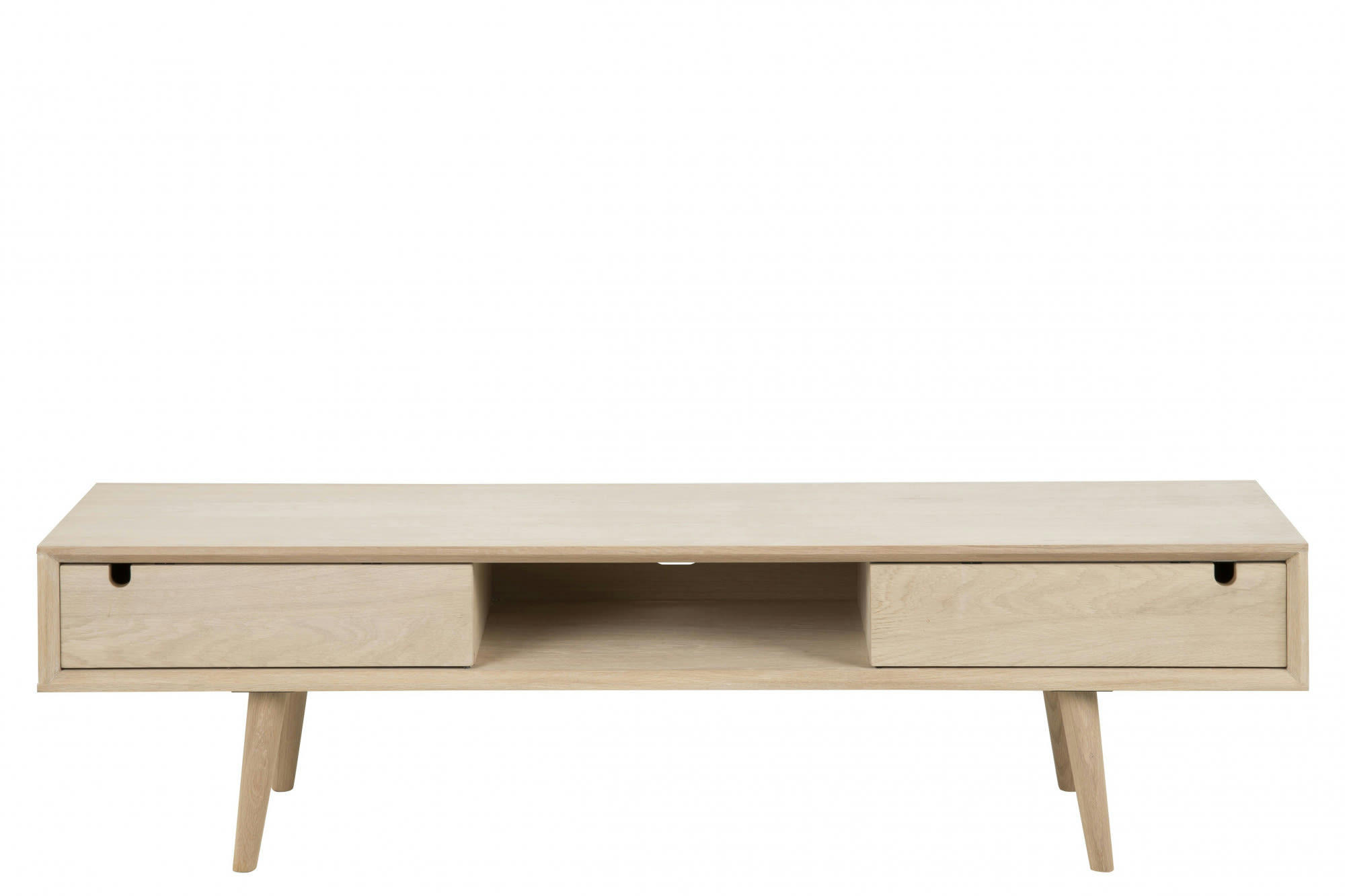 CENTIOR - Meuble TV bas finition chêne blanchie