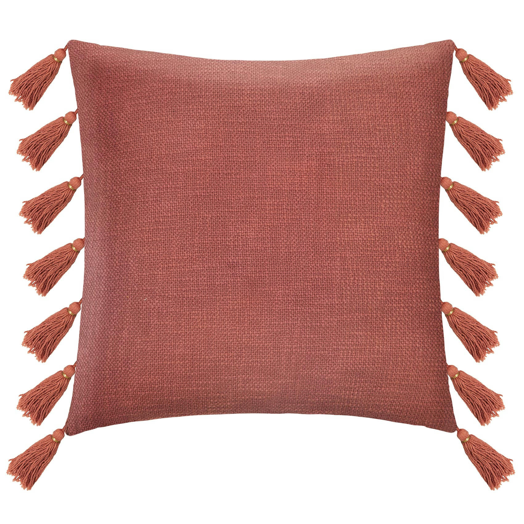 - Coussin gypsy avec pompons coton terracotta 50x50 cm