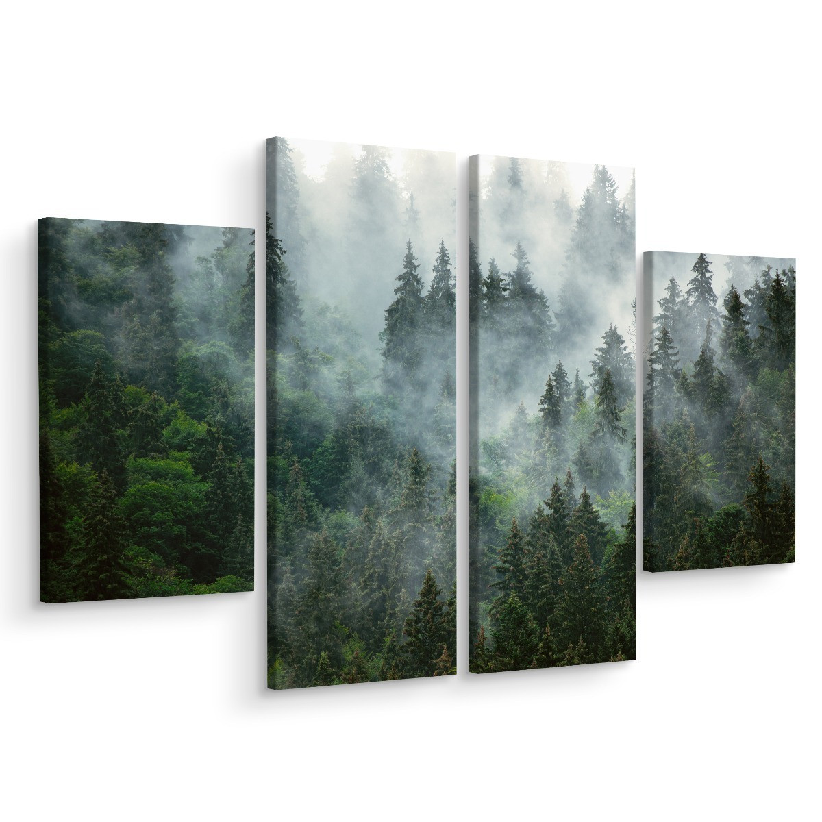 Obraz 4-częściowy LAS WE MGLE Krajobraz 3D 80x60cm