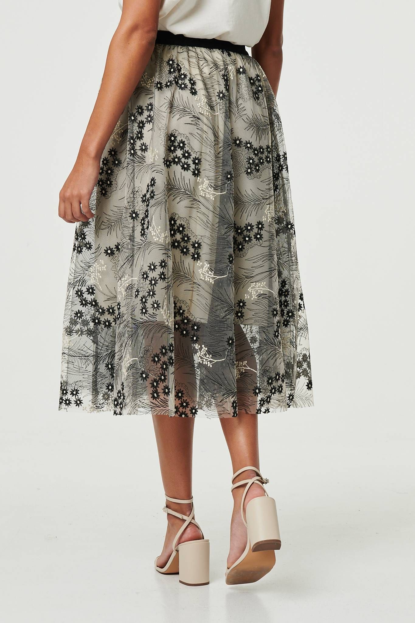 Izabel London Printed A-Line Midi Skirt