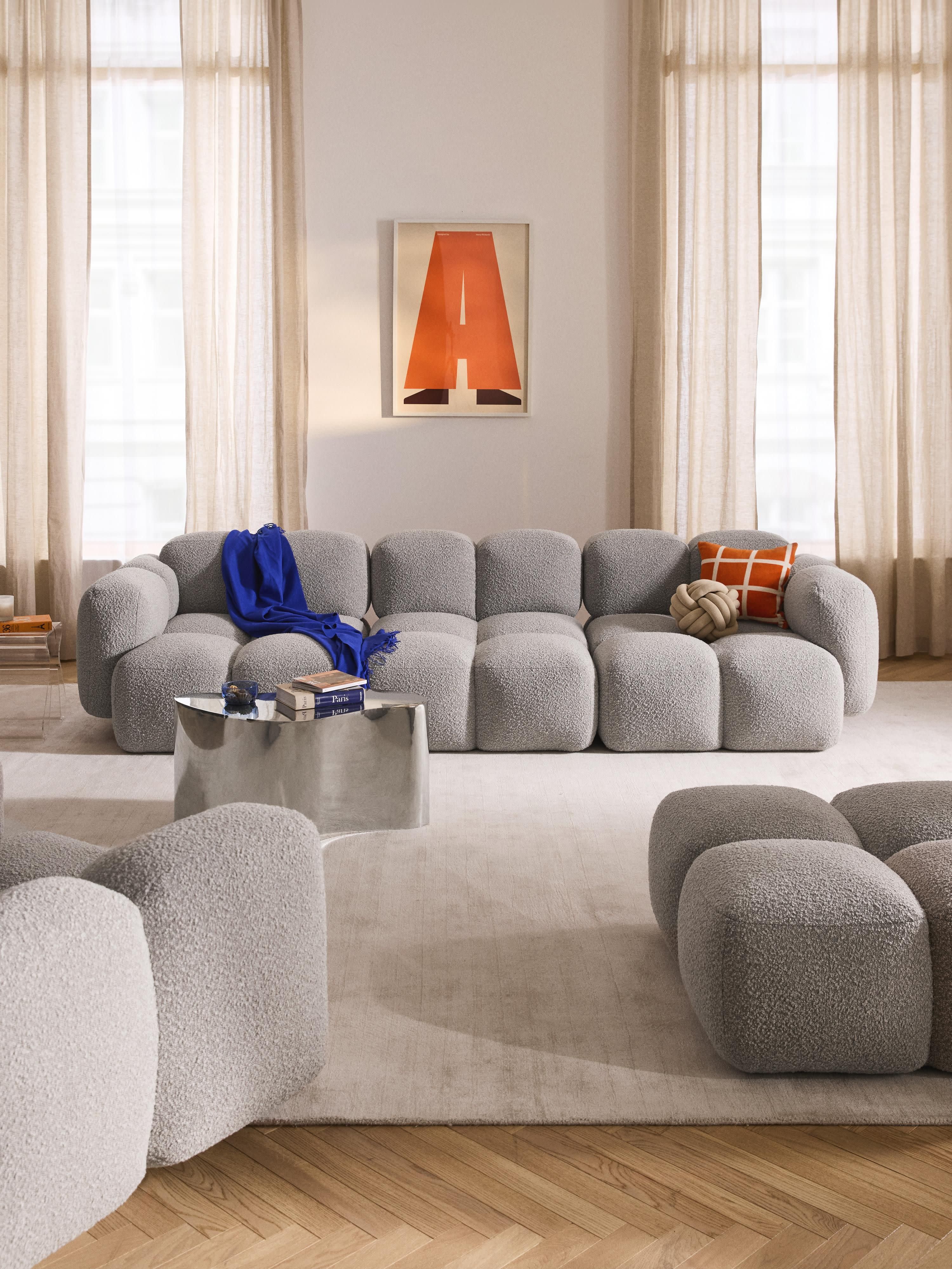 Modulares Sofa Tayla (4-Sitzer) aus Bouclé