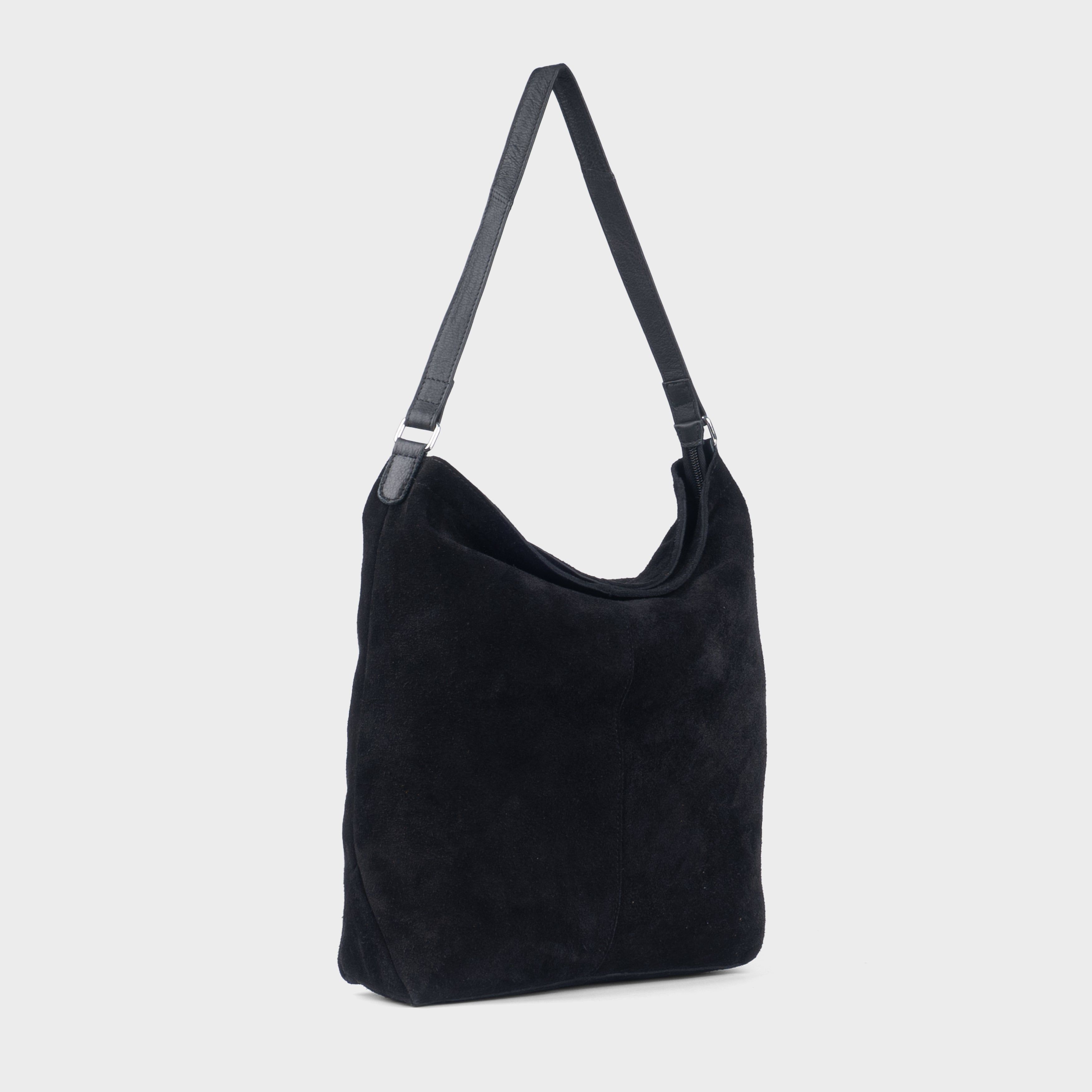 Assots London TINA' Suede Real Leather Unlined Slouchy Shopper Tote Bag