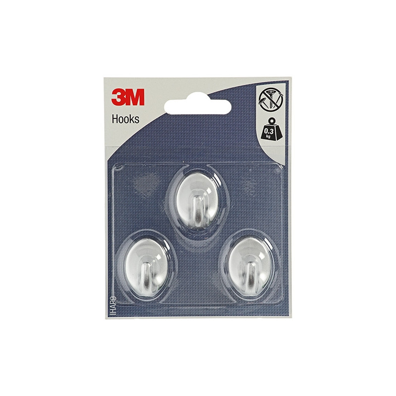Crochet ovale adhésif en plastique small gris 3M