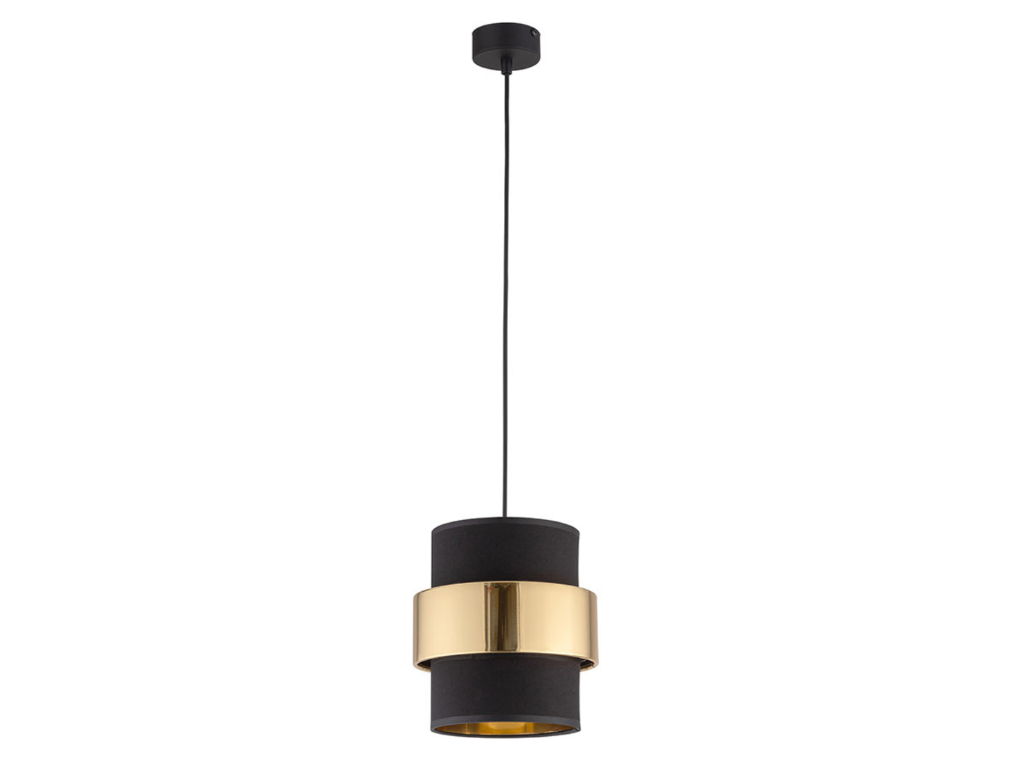 Lampa wisząca Calisto tkaninowa czarno-złota