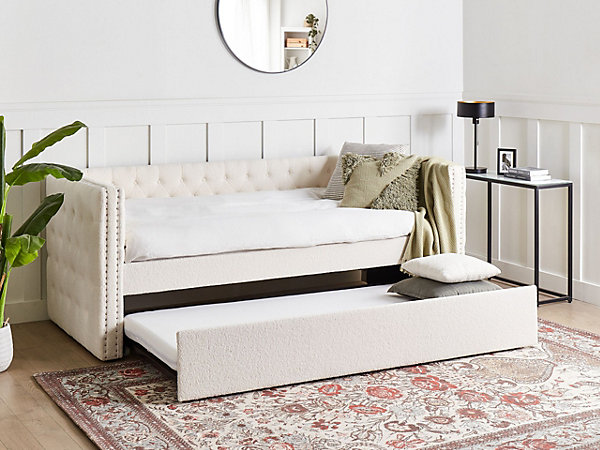 Lit gigogne Bouclé GASSIN 90 x 200 cm Blanc cassé
