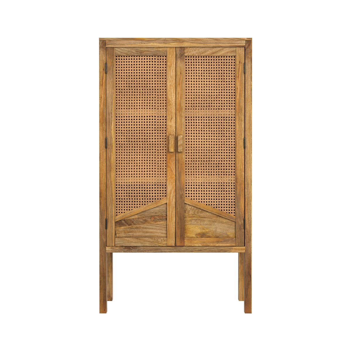 TIKI - Armoire en cannage et bois 2 portes