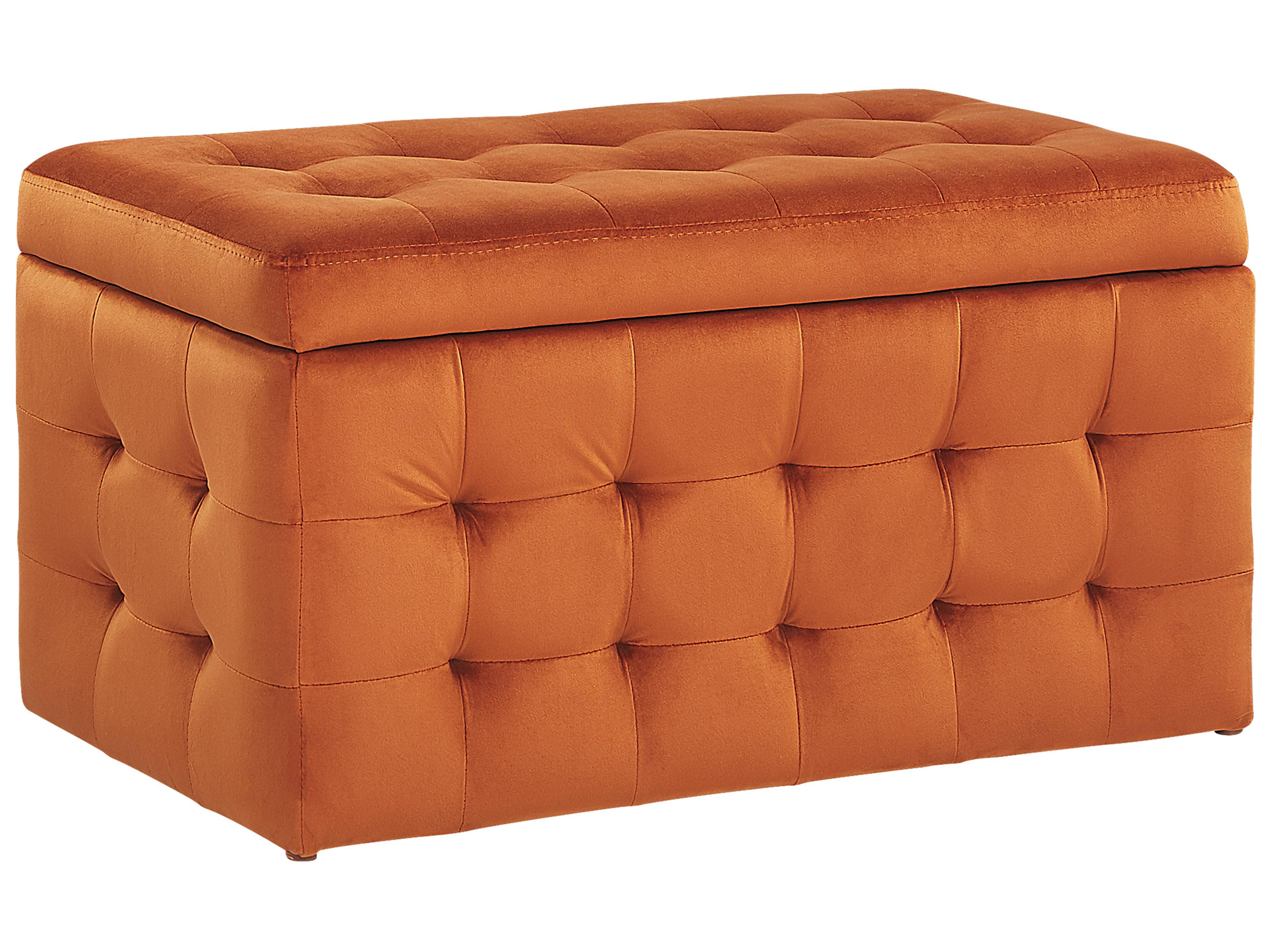 Storage Ottoman MICHIGAN Velvet Orange
