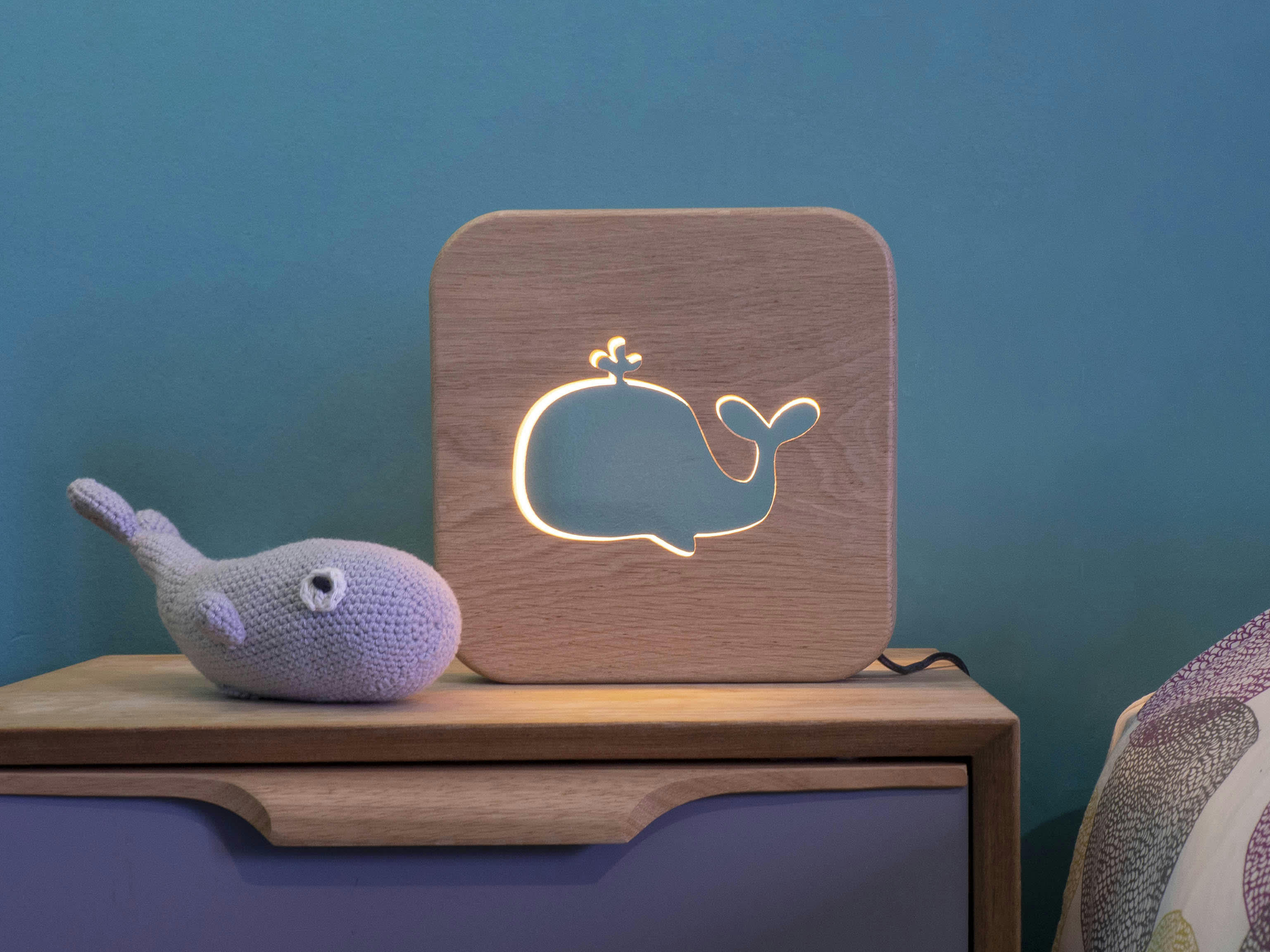 BLUMEN - Lampe à poser veilleuse en bois baleine