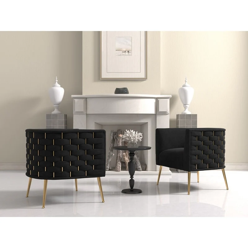 SEYNAR Mid-Century Modern Velvet Round Accent Chair for Living Room, set of 2