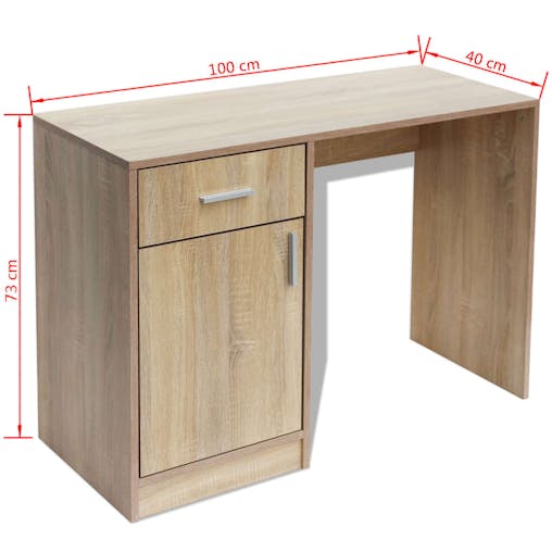 NNEVL Desk with Drawer and Cabinet Oak 100x40x73 cm