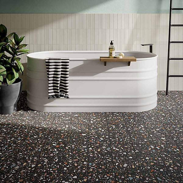 Carrelage sol / mur terrazzo multicouleur 18,6x18,6 cm CONFETTI NERO MULTICOLOR