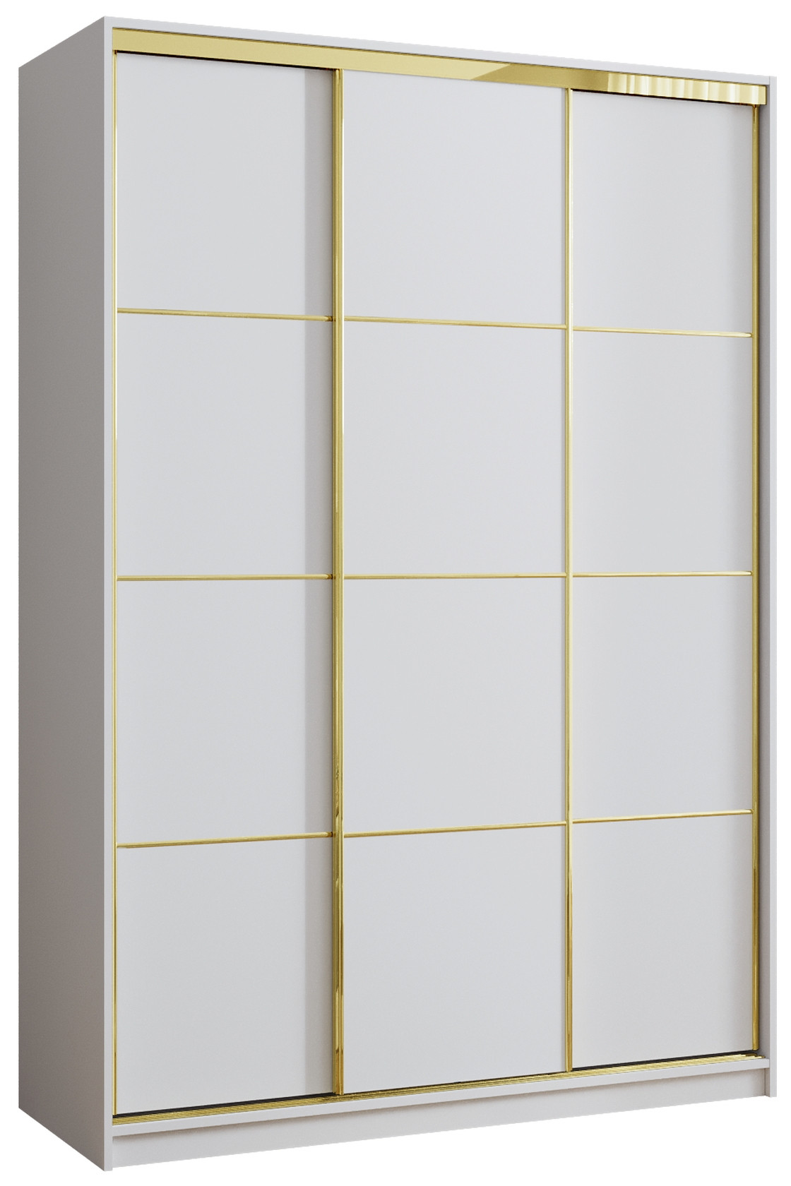 Szafa przesuwna 150 cm GOLD NEW biały mat drążki półki