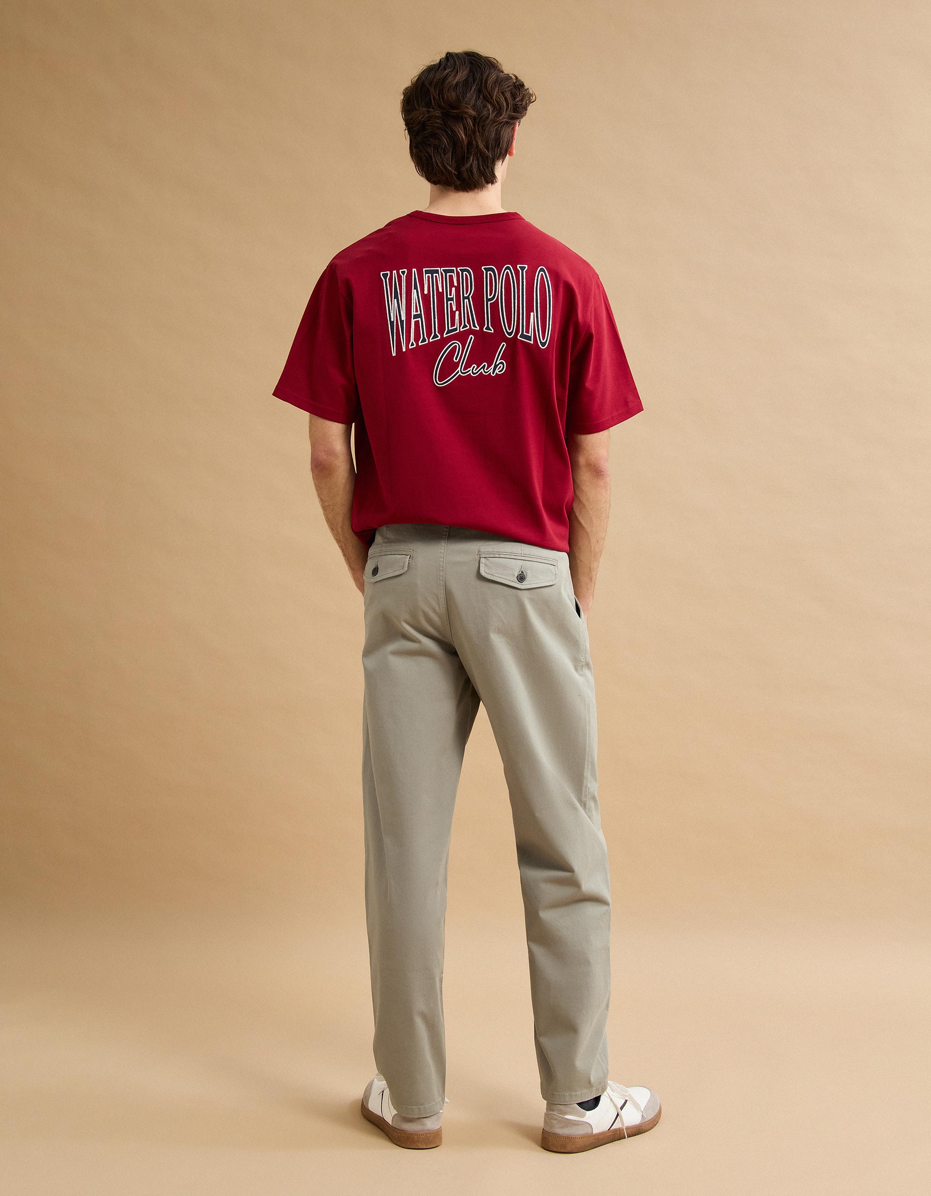 Calças Chino 'Straight Fit', Homem, Bege Claro