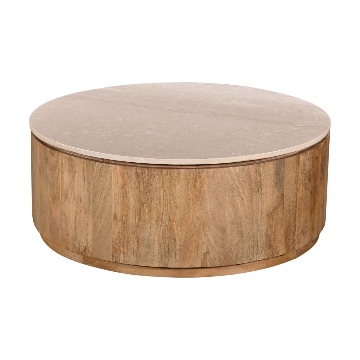 Giga Meubel Salontafel Elan Rond - Travertin - Naturel - 90x90x35cm
