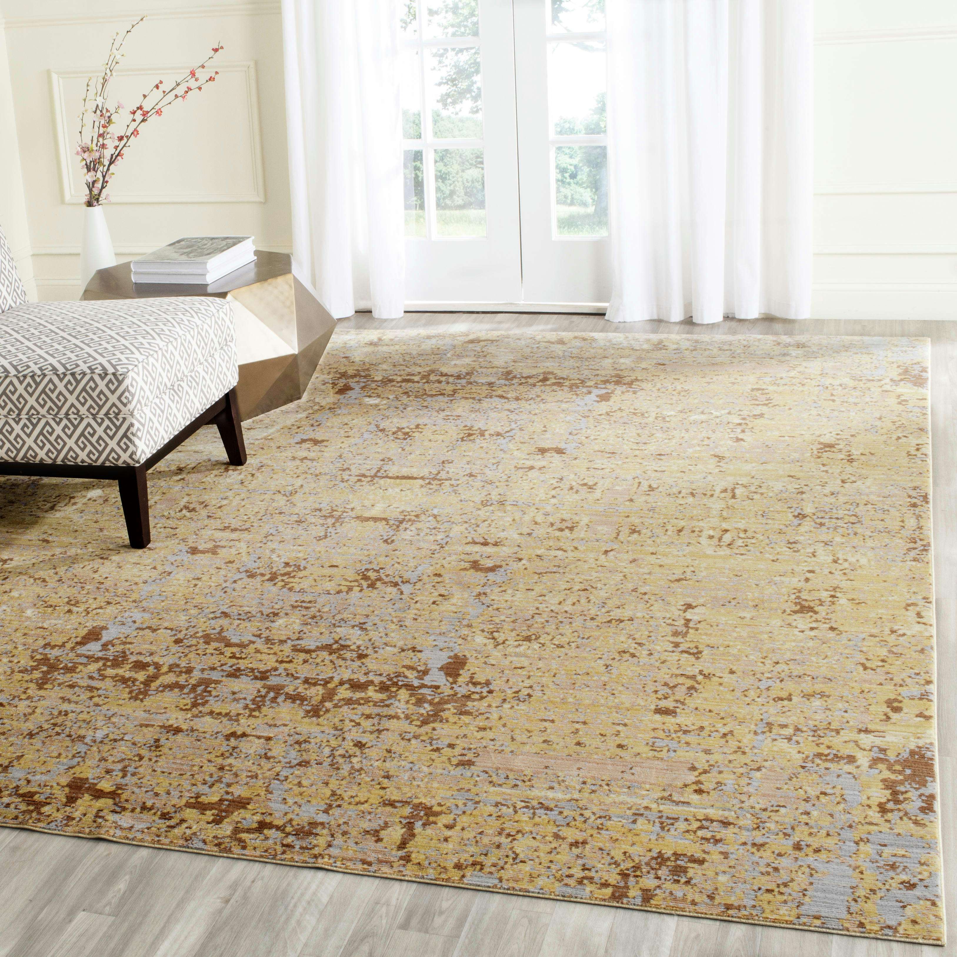 MYSTIQUE - Tapis de salon interieur en or & multicolore, 152 x 244 cm