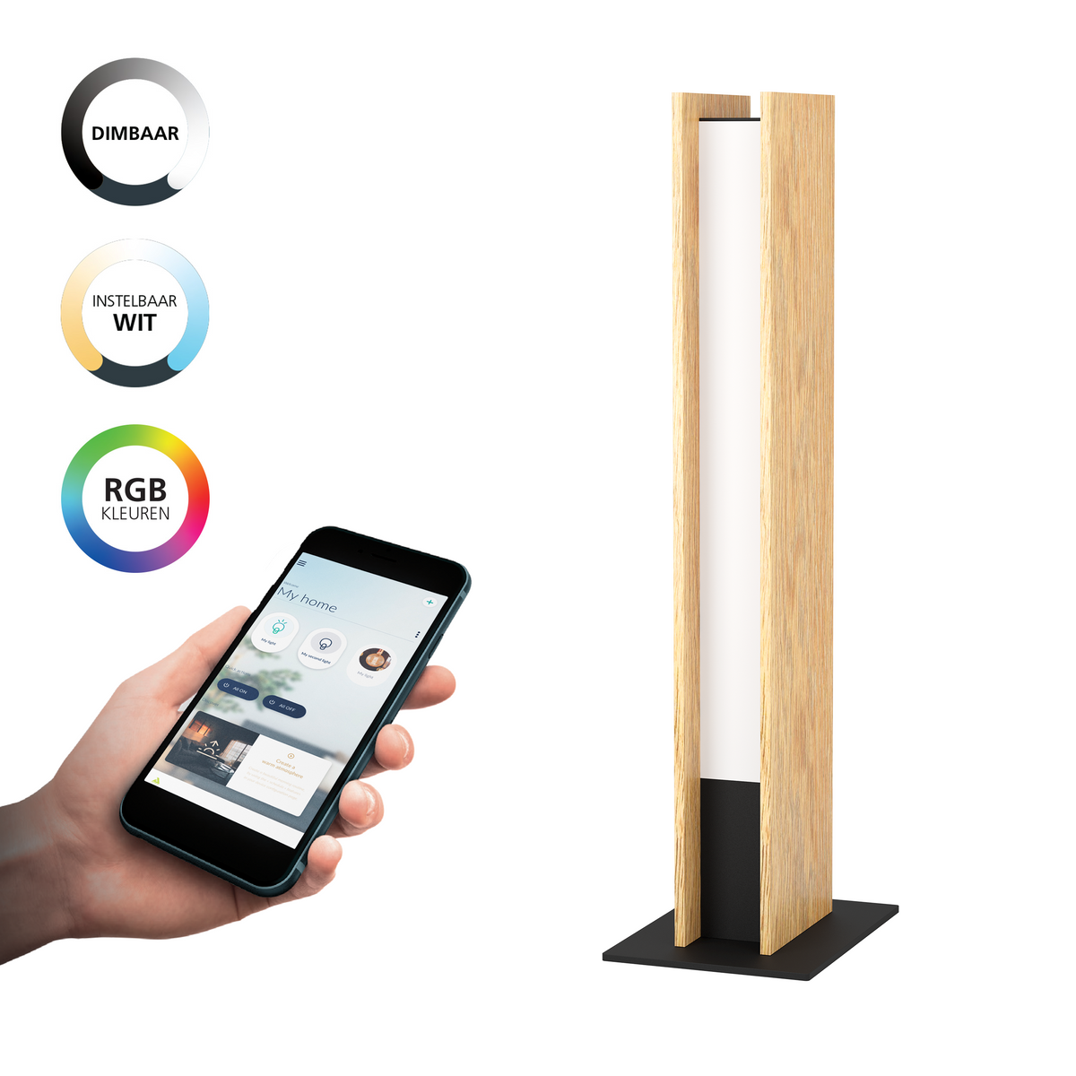 EGLO connect.z tafellamp Anchorena-Z - 46,5cm - bruin/zwart/wit - rgb