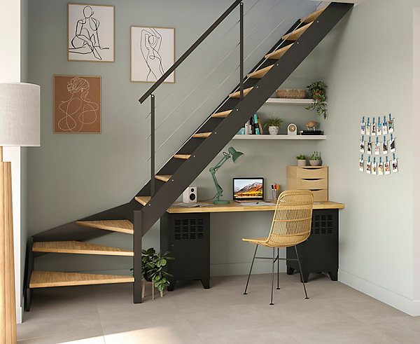 Casier de bureau en métal 1 porte avec pieds Snor noir H. 74 x L. 40 cm