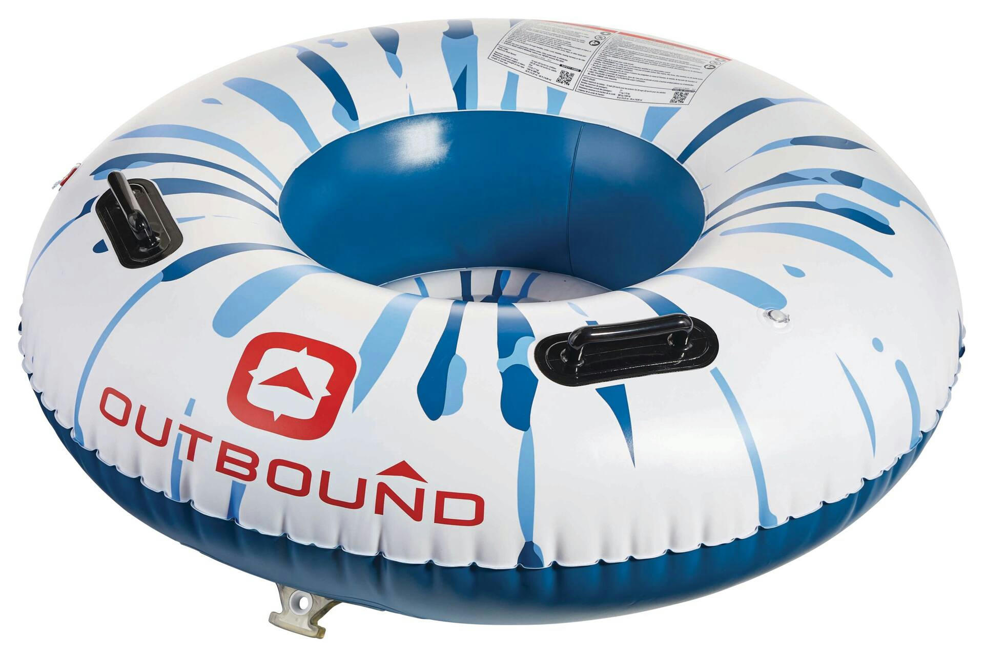 Outbound Air-Pump Inflatable Water Boating 1-Rider Towable Tube, White/Blue