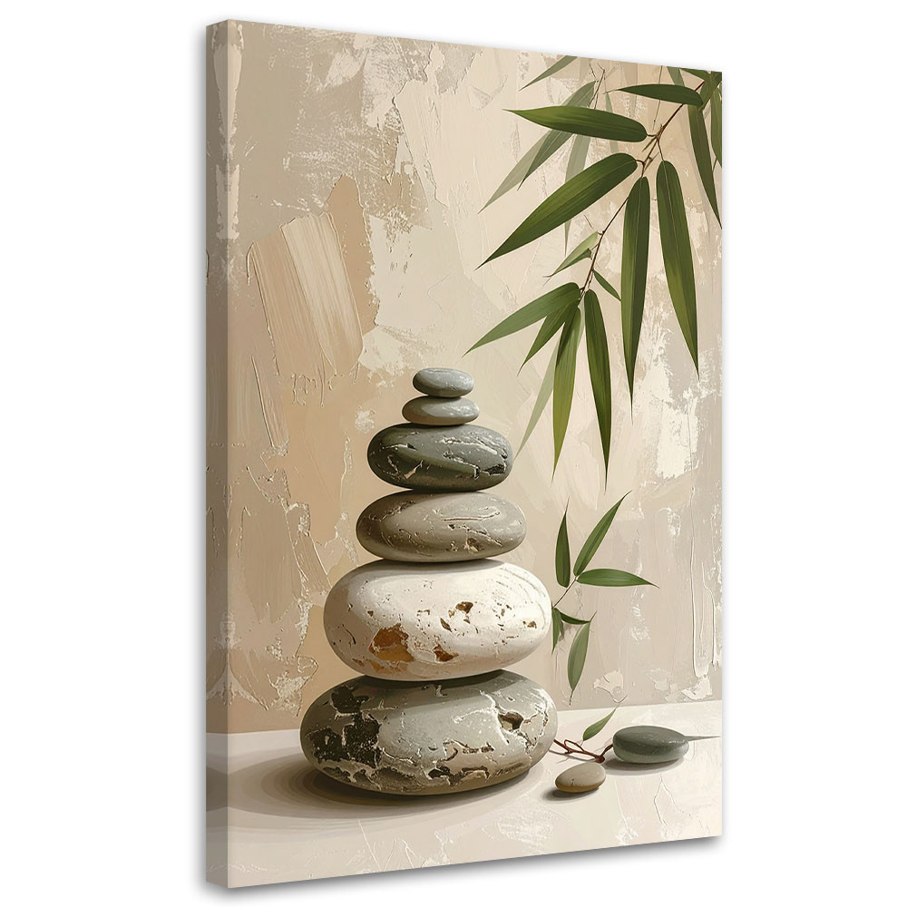 Obraz do salonu sypialni biura, Kamienie zen spa liście bambusa 20x30