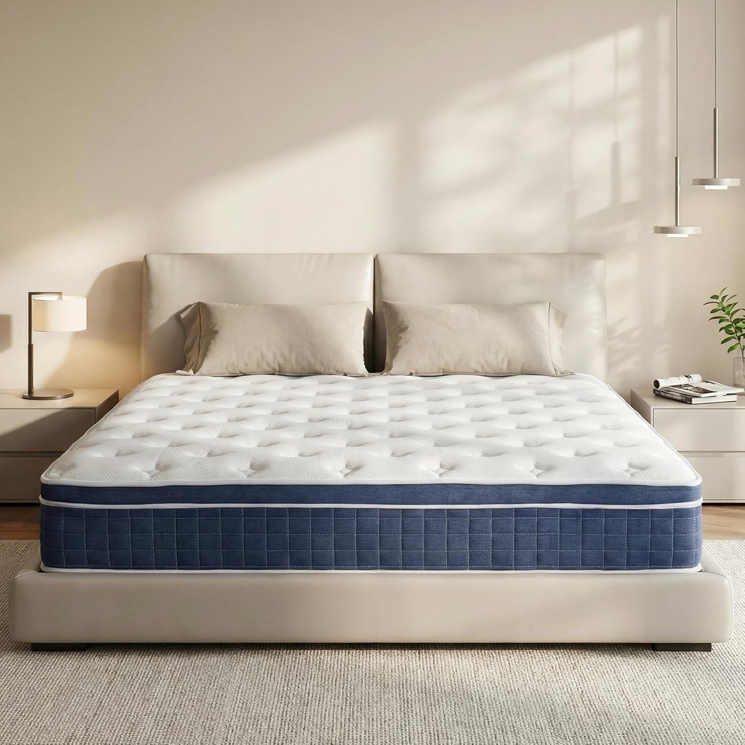14″ King Hybrid Mattress – Cooler, Quieter & Deeper Comfort, Airflow Foam + Pocket Coils, 2″+ Plush Cushion, Heavy-Duty Support, CertiPUR-US, Fiberglass-Free, Mattress in a Box