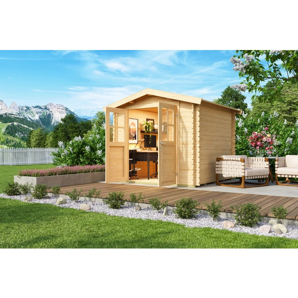 Gartenhaus »Dänemark«, Holz, BxHxT: 271 x 222 x 260 cm (Außenmaße inkl. Dachüberstand), Wandstärke 34mm