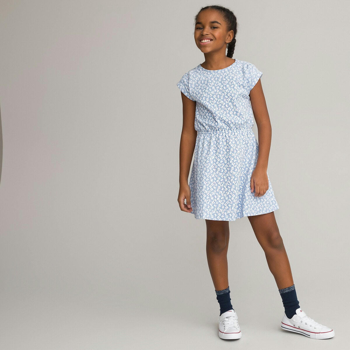 Robe manches courtes, imprimé fleurs
