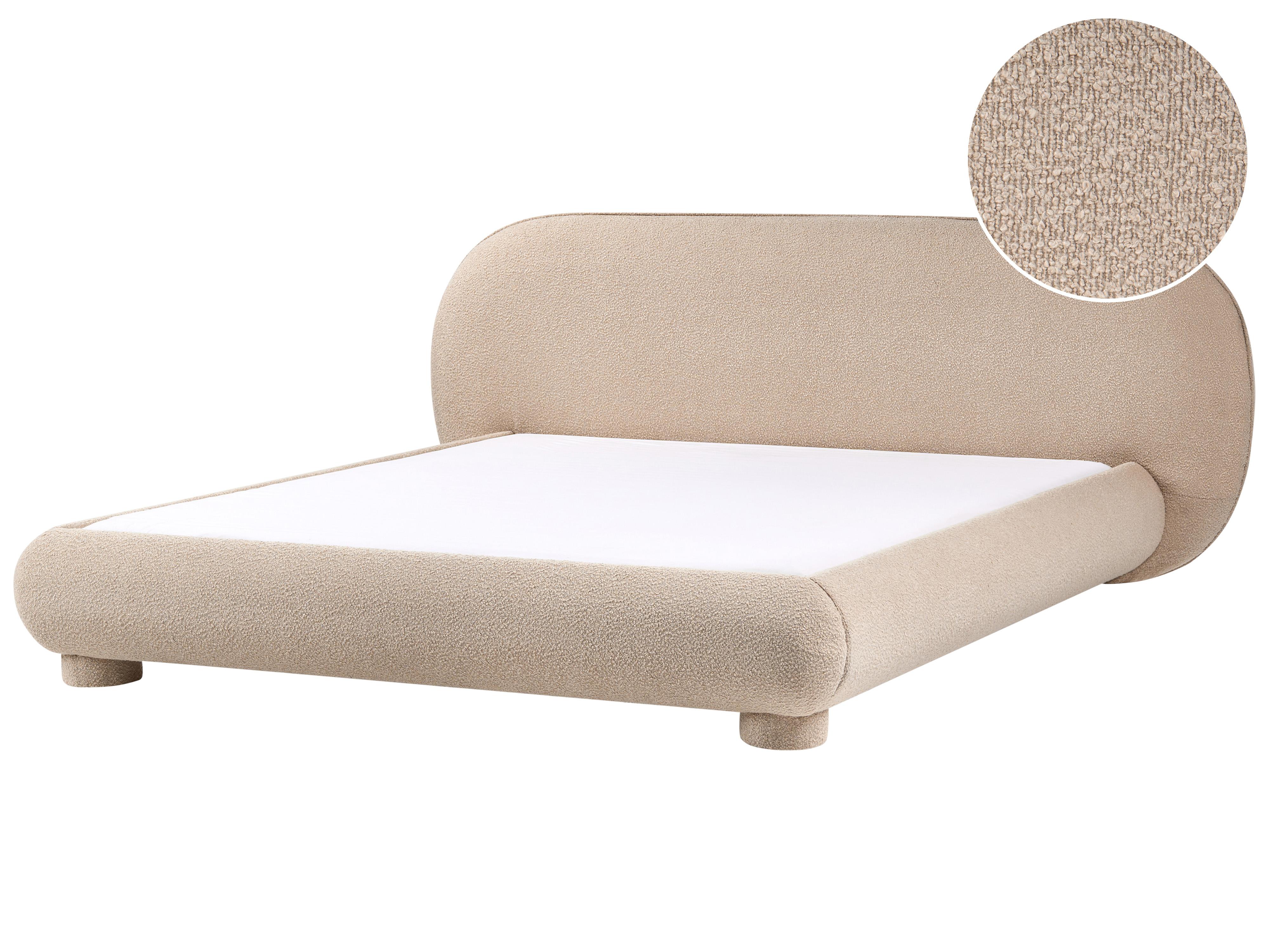 Bed Boucle BAYEL 160 x 200 cm (EU King Size) Taupe