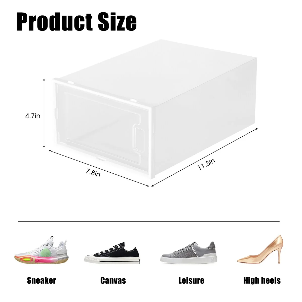 12 Pack Clear Foldable Shoe Box for Men, Women and Kids