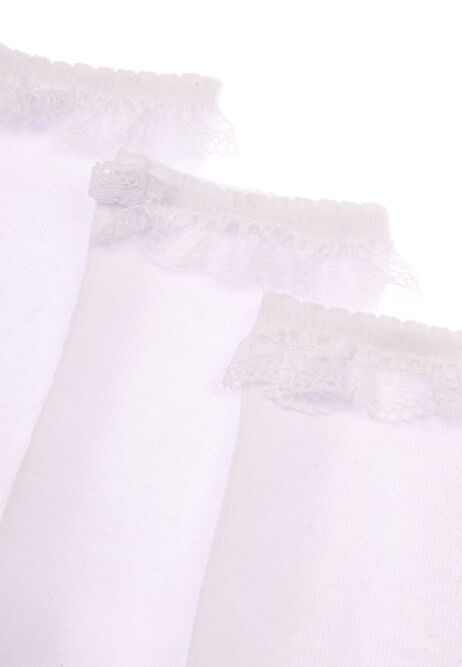Girls White 3pk Frill Ankle Socks